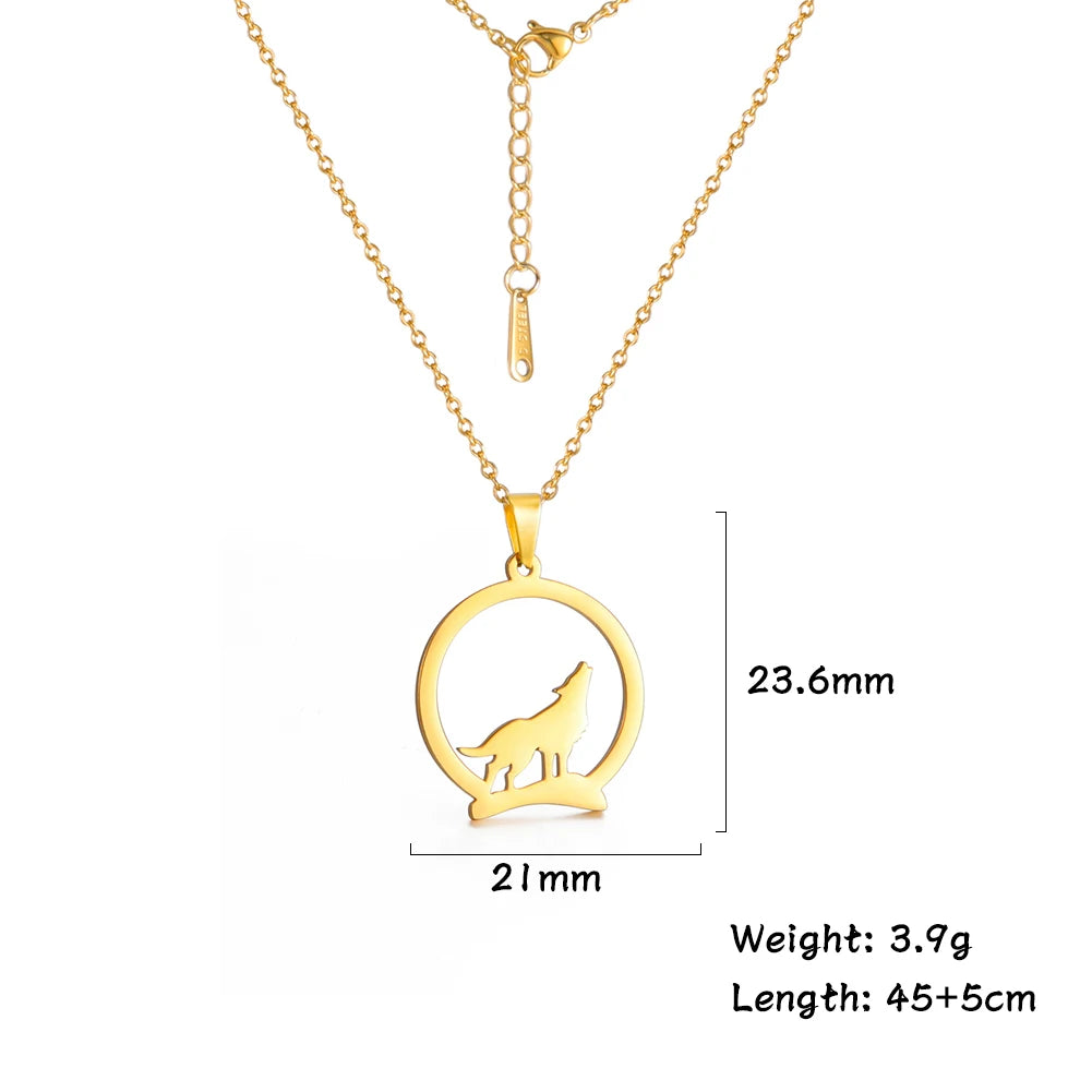 My shape Wolf Necklace for Men Women Stainless Steel Necklaces Men's chain Fashion Animal Male Necklace Punk Jewelry Boy Gifts