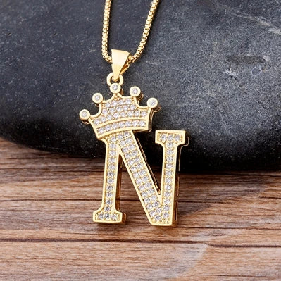 Luxury Crown Letter Necklace