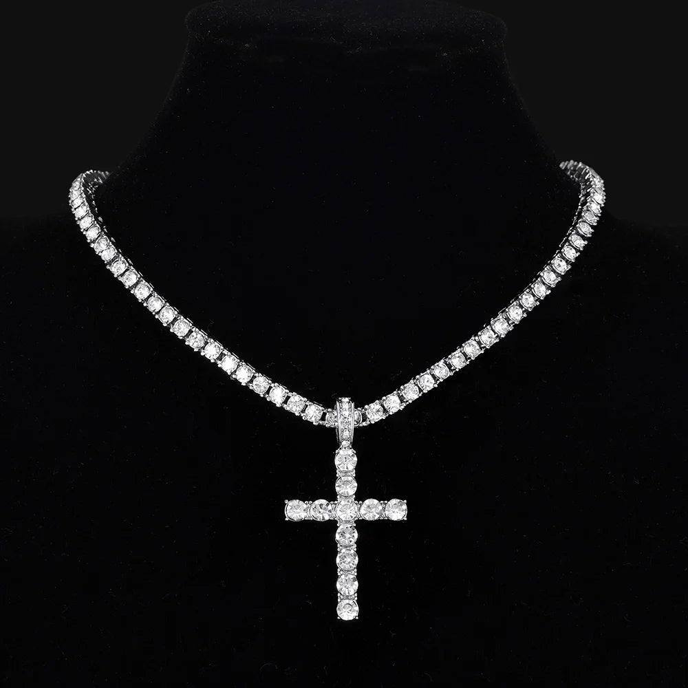 Iced Out Cross Pendant Necklace