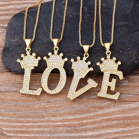 Luxury Crown Letter Necklace