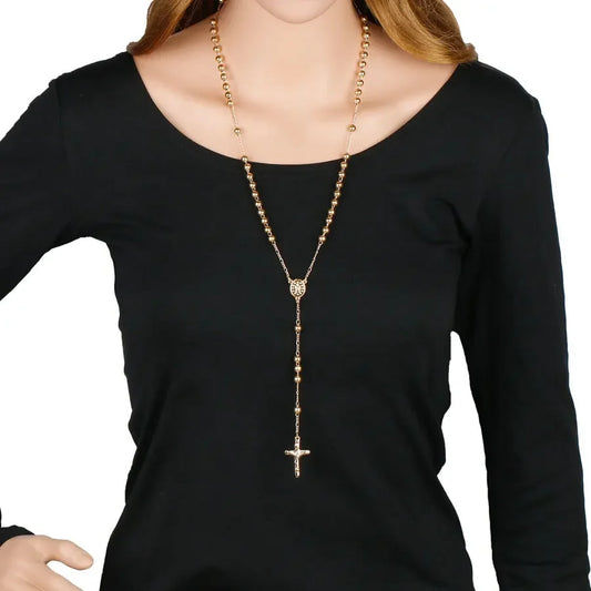 Metal Bead Rosary Necklace