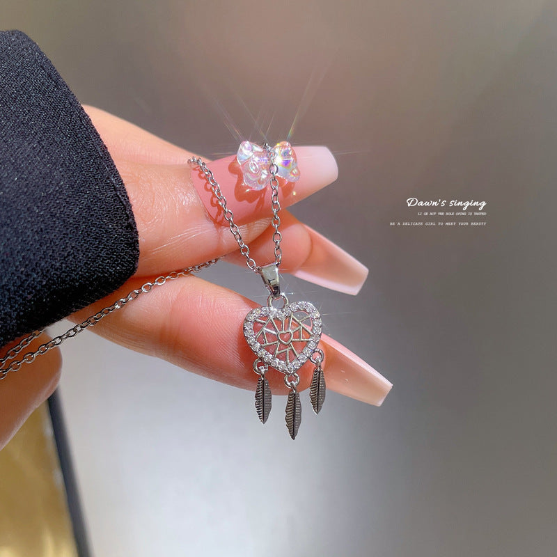 Crystal Heart Dreamcatcher Necklace