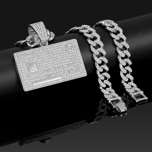 Credit Card Pendant Cuban Chain Necklace