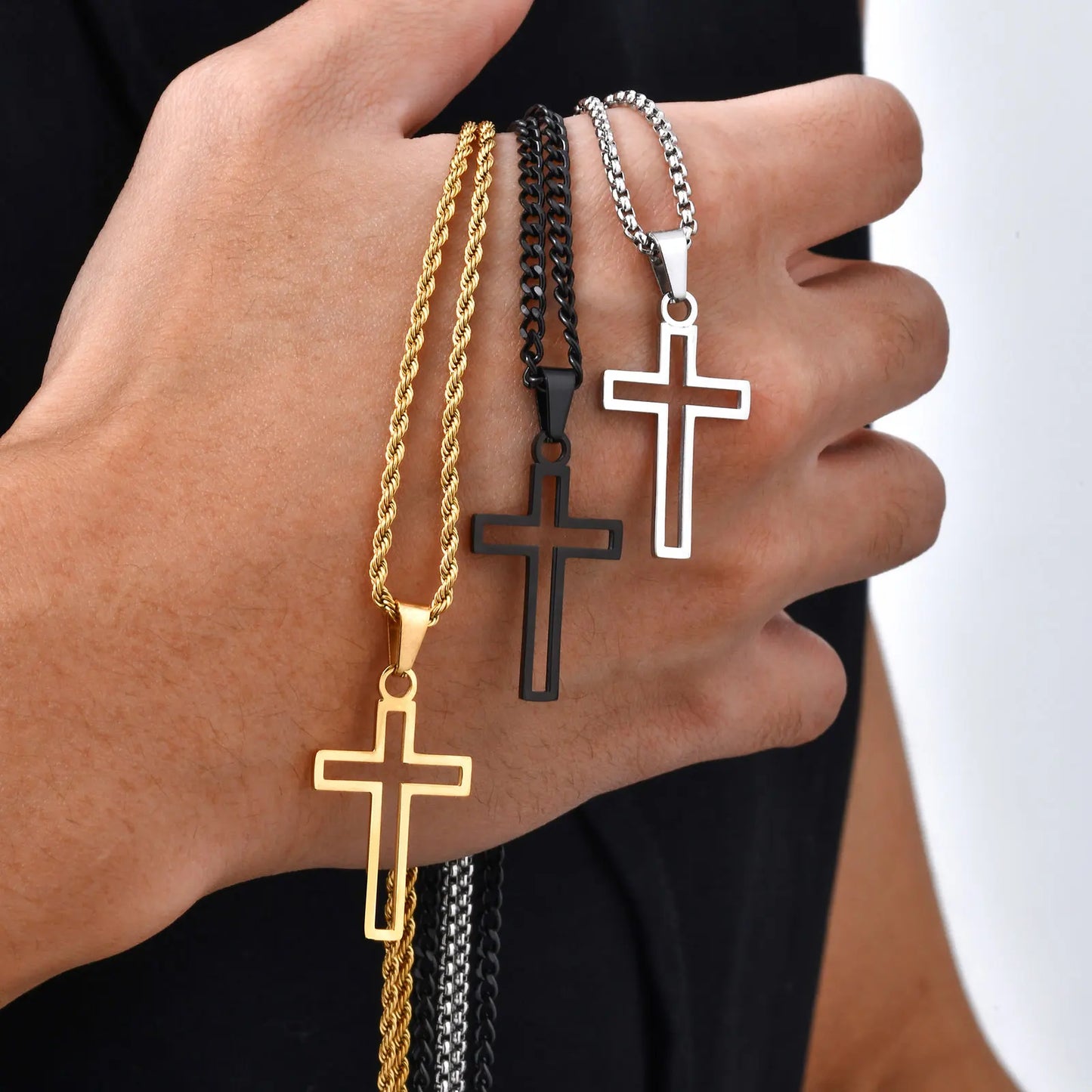 Casual Hollow Cross Pendant Necklace