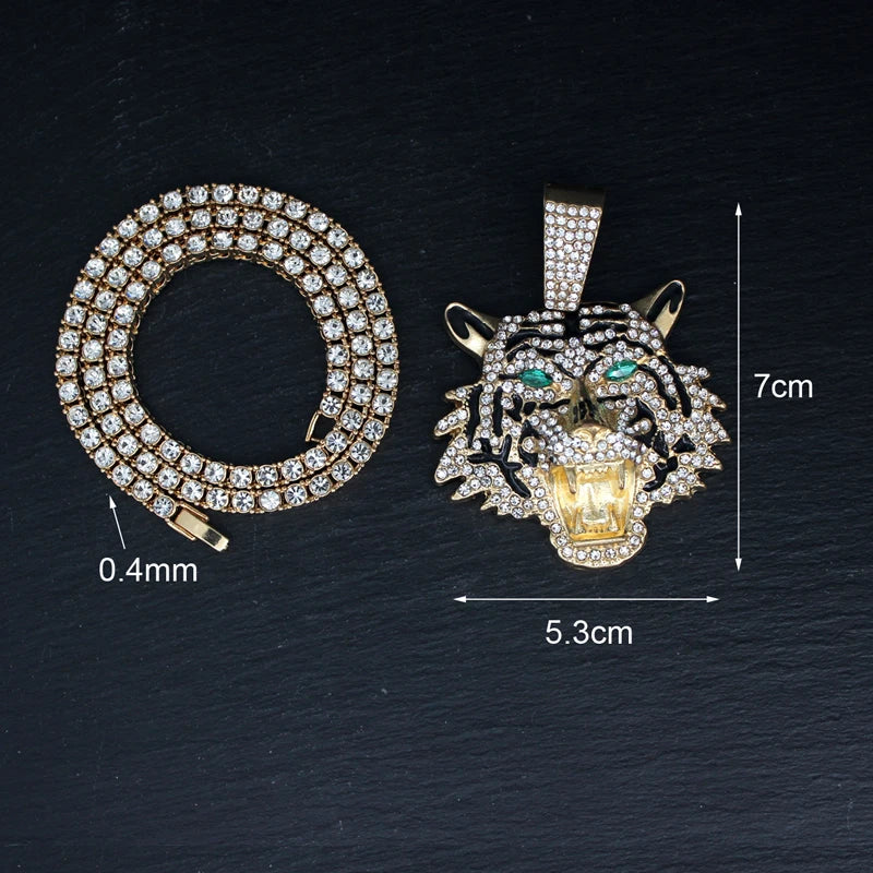 Big 3D Tiger Pendant Necklace