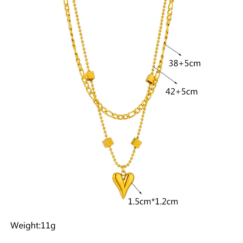 Stainless Steel Pearl Heart & Butterfly Cross Pendant Necklace