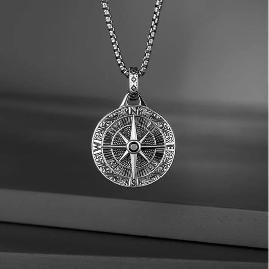 Pirate Ship Compass Pendant Necklace