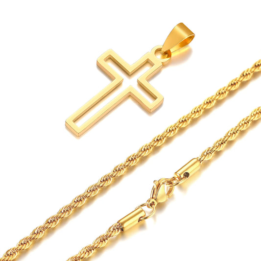Casual Hollow Cross Pendant Necklace
