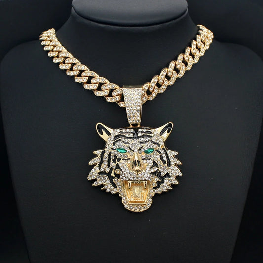 Big 3D Tiger Pendant Necklace
