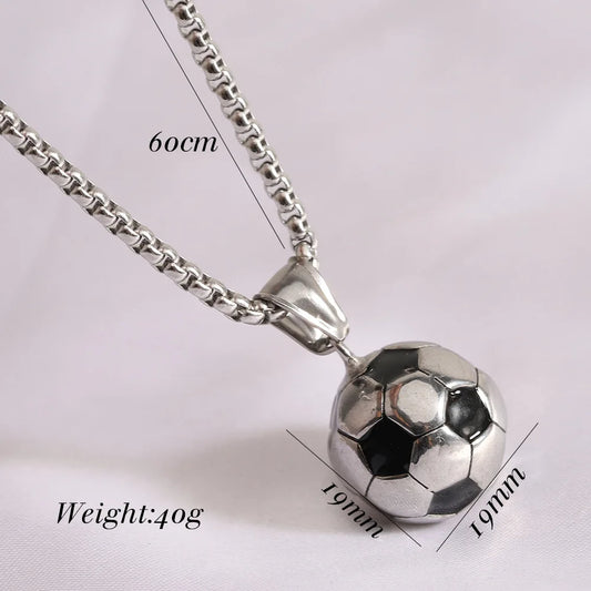 HNSP Stainless Steel Football Pendant Chain Necklace For Men Boy Jewelry Soccer Accessories Birthday Gift