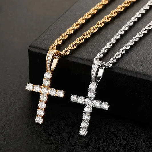 Iced Out Cross Pendant Necklace