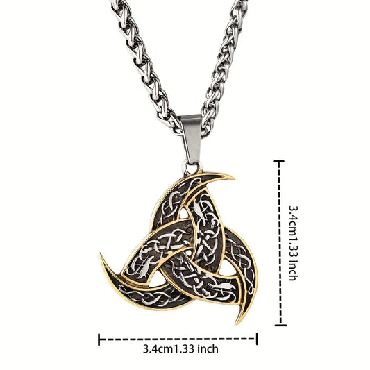 Men Celtics Knot Trinity Pendant Necklace Stainless Steel Norse Runes Slavic Icelandic Jewelry Vikings Amulet Vintage Male Gifts