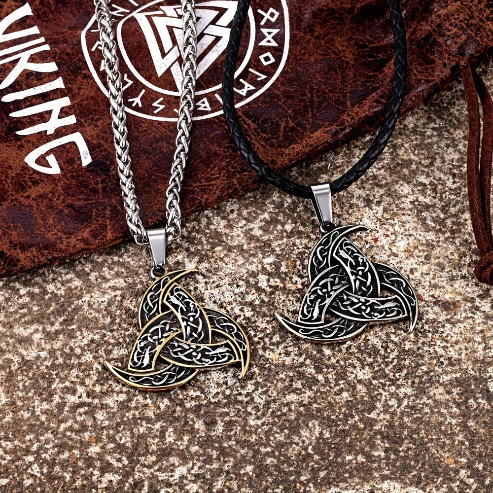 Men Celtics Knot Trinity Pendant Necklace Stainless Steel Norse Runes Slavic Icelandic Jewelry Vikings Amulet Vintage Male Gifts
