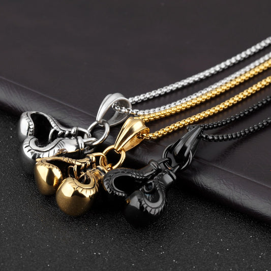 Double Boxing Glove Pendant Necklace