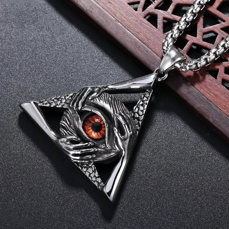Retro Gothic Blue Evil Eye Protection Pendant Necklace for Men Boys Biker Amulets Punk Jewelry Gifts