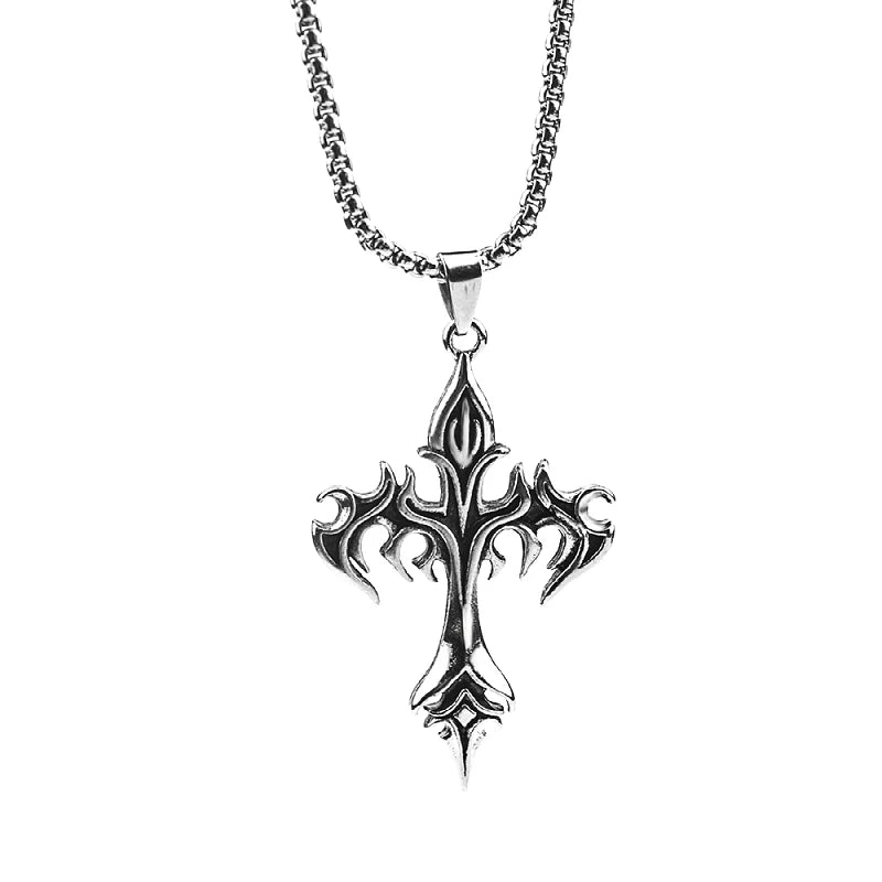 Steel Warrior Cross Necklace