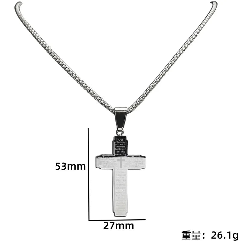 TrendMen Rock Crucifix Cross Pendant Necklace