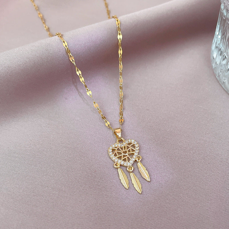 Crystal Heart Dreamcatcher Necklace