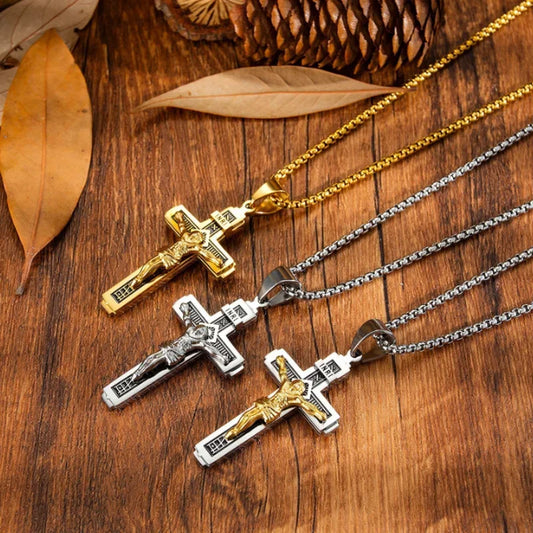Vintage Jesus Cross Necklace