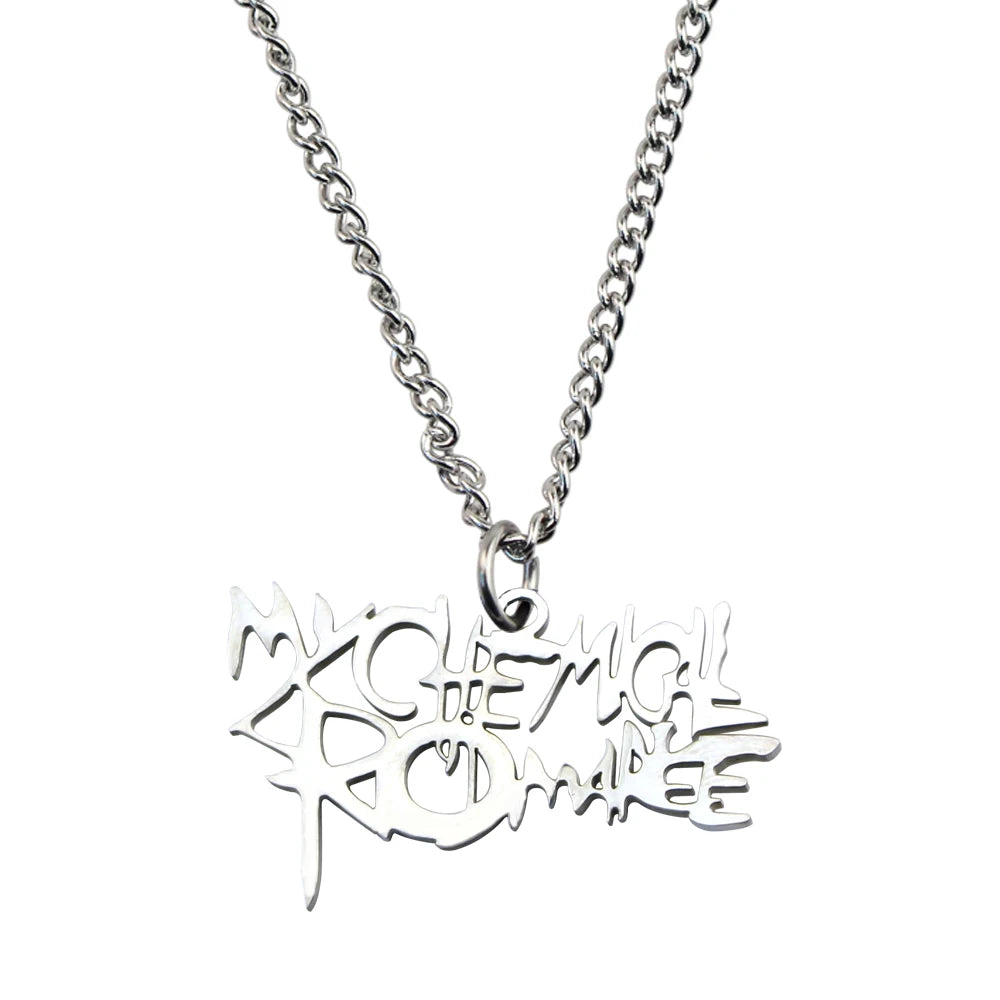 My Chemical Romance Cosplay Stainless Steel Necklace Men Women Rock Band Guitar Pick Pendant Choker Jewelry Accessories Gifts