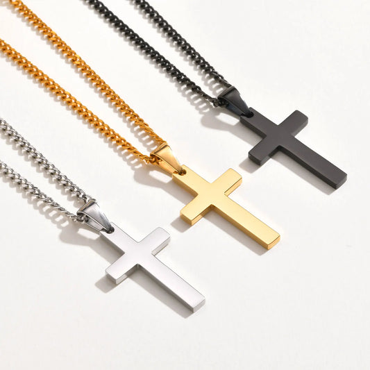 Casual Cross Pendant Necklaces for Men Boys,Waterproof Stainless Steel Pendant Necklaces,Anniversary Birthday Jewelry Gifts