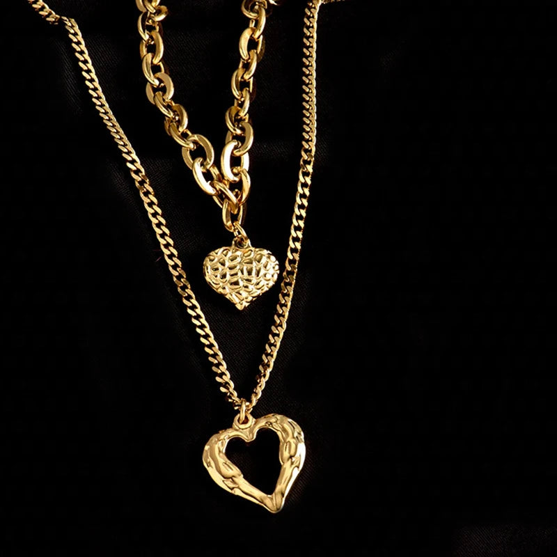 Folded Heart Pendant Necklace