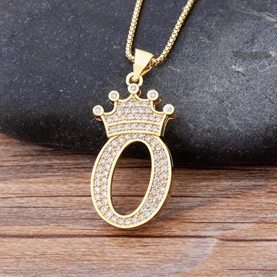 Luxury Crown Letter Necklace