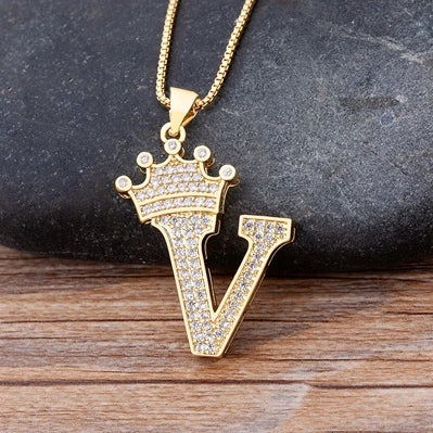 Luxury Crown Letter Necklace
