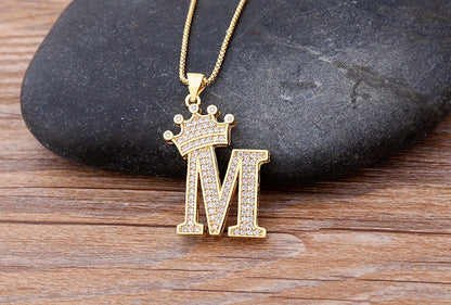 Luxury Crown Letter Necklace