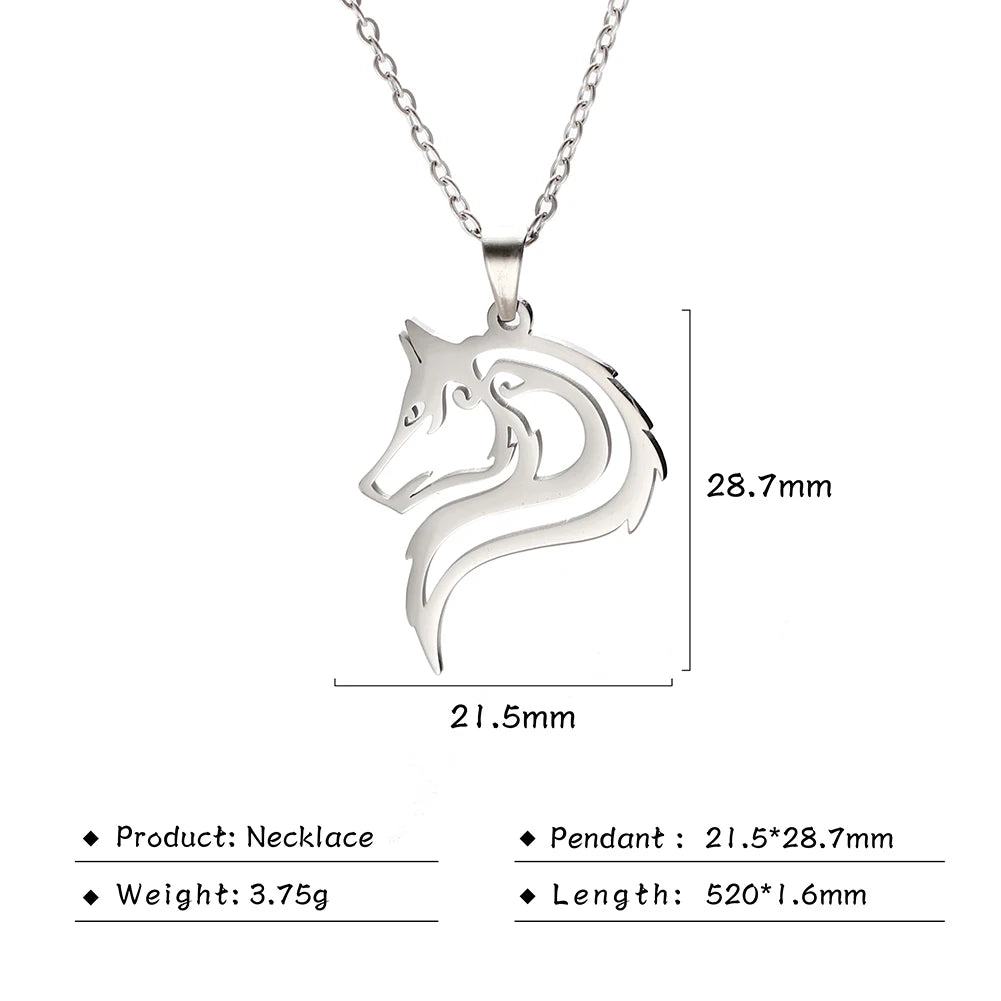 My shape Wolf Necklace for Men Women Stainless Steel Necklaces Men's chain Fashion Animal Male Necklace Punk Jewelry Boy Gifts