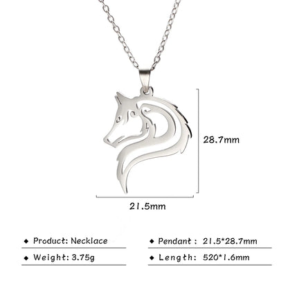 My shape Wolf Necklace for Men Women Stainless Steel Necklaces Men's chain Fashion Animal Male Necklace Punk Jewelry Boy Gifts