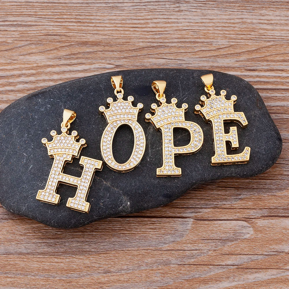 Luxury Crown Letter Necklace