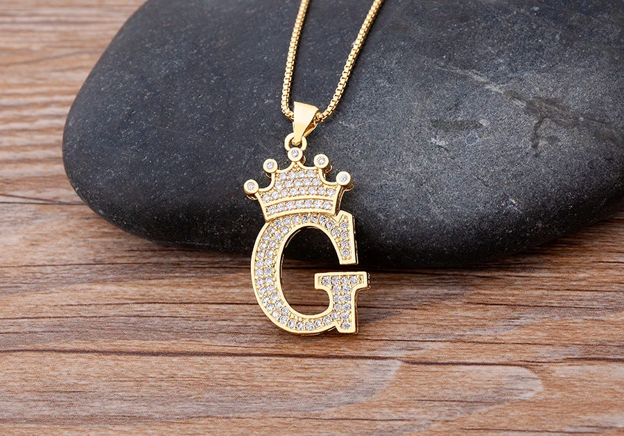 Luxury Crown Letter Necklace