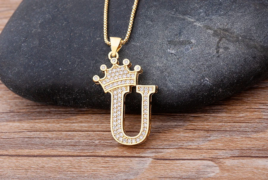 Luxury Crown Letter Necklace