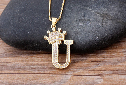 Luxury Crown Letter Necklace