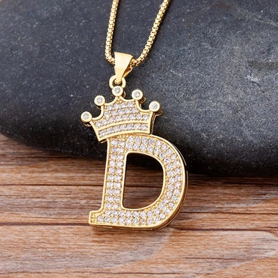Luxury Crown Letter Necklace