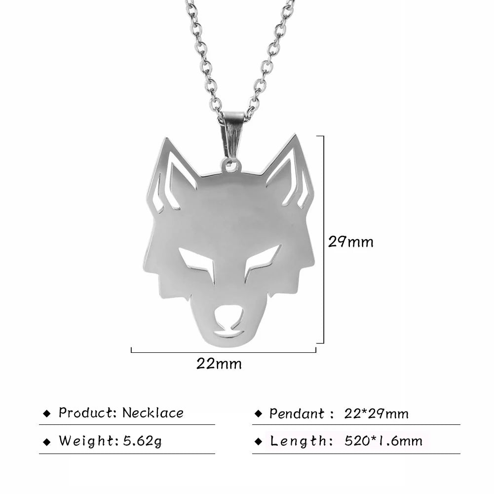 My shape Wolf Necklace for Men Women Stainless Steel Necklaces Men's chain Fashion Animal Male Necklace Punk Jewelry Boy Gifts