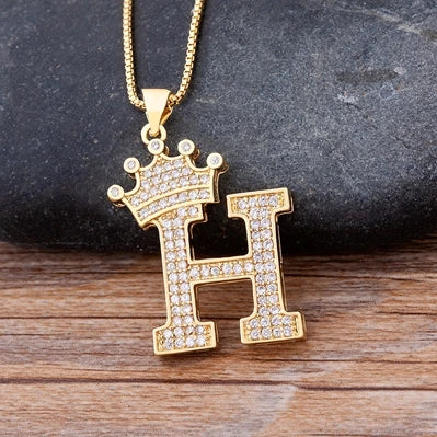 Luxury Crown Letter Necklace