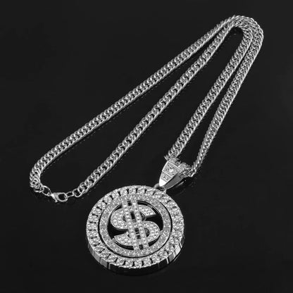 Rotatable Dollar Pendant Necklace