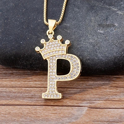 Luxury Crown Letter Necklace