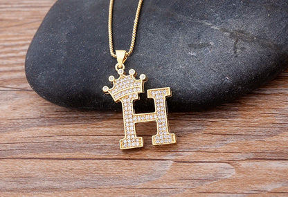 Luxury Crown Letter Necklace