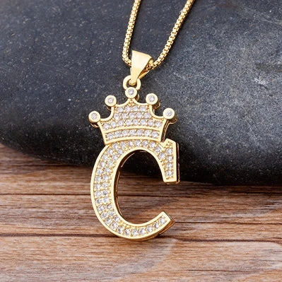 Luxury Crown Letter Necklace