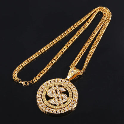 Rotatable Dollar Pendant Necklace