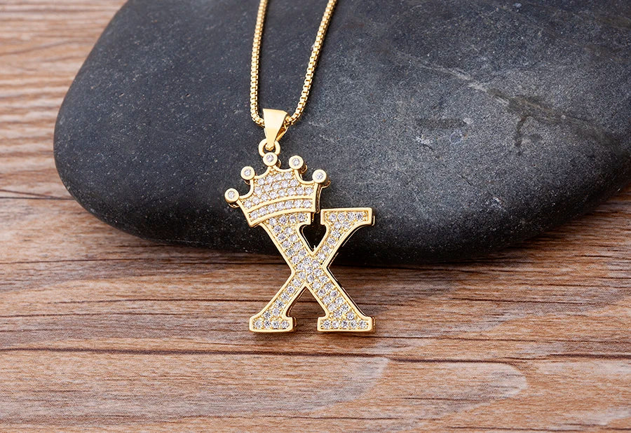 Luxury Crown Letter Necklace