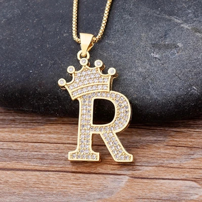 Luxury Crown Letter Necklace