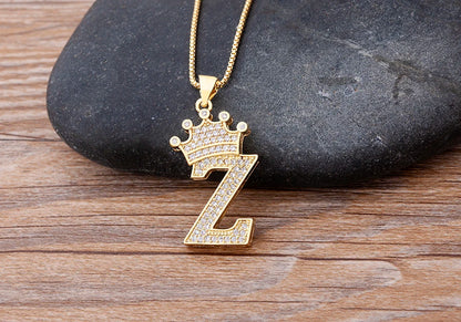 Luxury Crown Letter Necklace