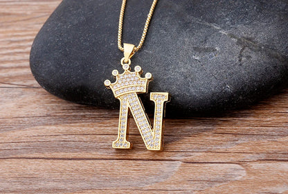 Luxury Crown Letter Necklace