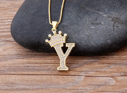 Luxury Crown Letter Necklace