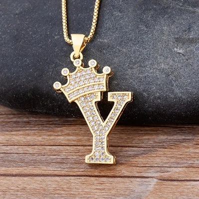 Luxury Crown Letter Necklace