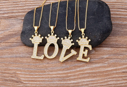 Luxury Crown Letter Necklace
